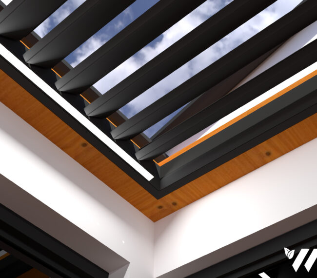 Drevená pergola s bioklimatickou strechou